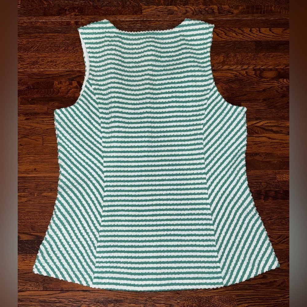 MAEVE Striped Textured Tank in Green and White Size Small - Picture 7 of 7